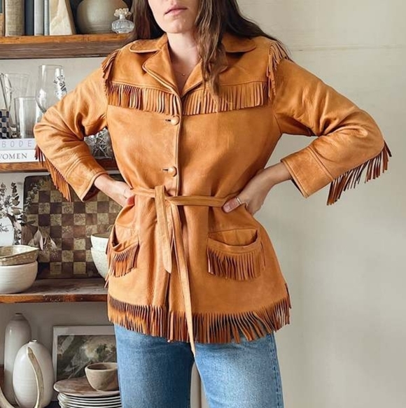 Vintage Jackets & Blazers - VTG 60s Deerskin Fringe Jacket
